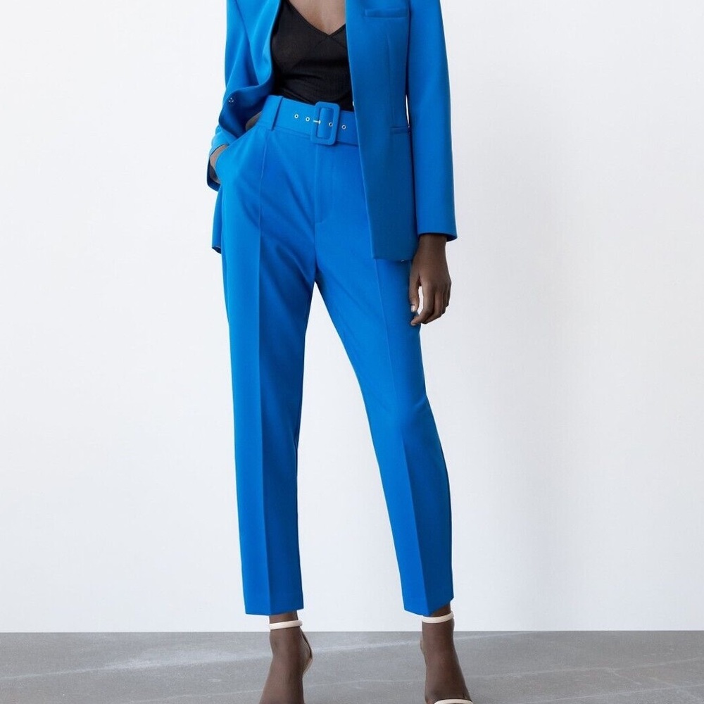 ZARA Straight Leg Belted Trousers